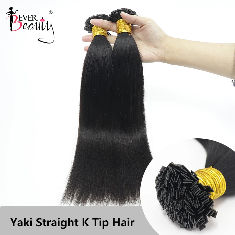 

Yaki Straight K Tip Hair Extension Human Hair Flat Tip Hair Coarse Kinky Keratin Fusion Bundles For Black Women Ever Beauty