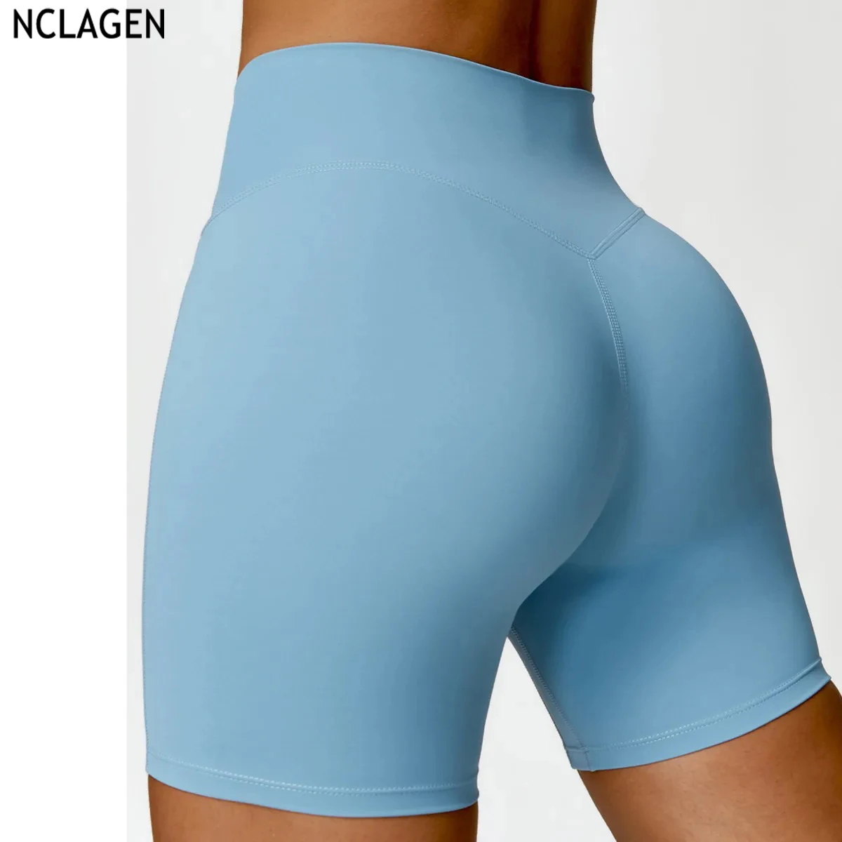 

Женские шорты для йоги NCLAGEN, подтягивающие бедра леггинсы с высокой талией для фитнеса, дышащие обнаженные тканевые мягкие обтягивающие спортивные шорты