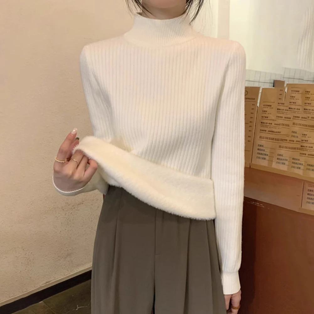 Women Winter Thickened Fleece High Neck Lined Top Knit Shirt Sweater Slim Fit Jumper Pullover Korean Solid Ladies Bottom Sweater
Women Winter Thickened Fleece High Neck Lined Top Knit Shirt Sweater Slim Fit Jumper Pullover Korean Solid Ladies Bottom Sweater