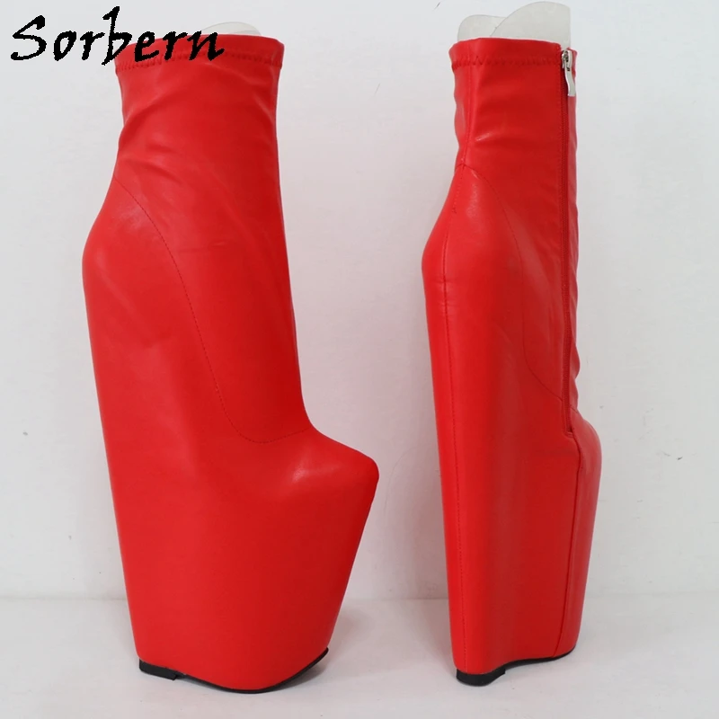 

Sorbern 30Cm Wedges Heels Boots Women Thick Platform Ankle Boots For Womens Plus Size Crossdresser Black Heels For Women Custom