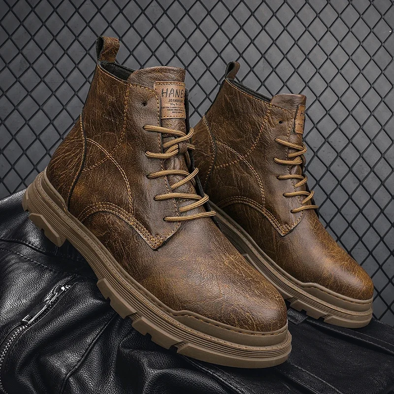 Fashion Men's Genuine Leather Boots Winter Warmth Plush Cotton Boots Lace Up Men's Work Boots Casual Short Boots Free Delivery
Fashion Men's Genuine Leather Boots Winter Warmth Plush Cotton Boots Lace Up Men's Work Boots Casual Short Boots Free Delivery
