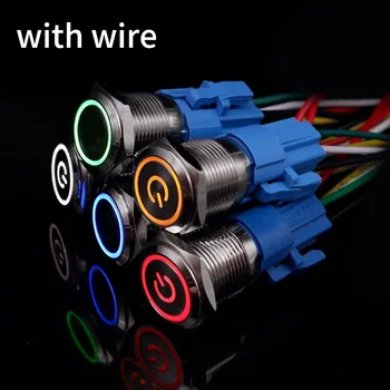 푸시 버튼 스위치 금속 PC 전원 조명, 고정 없이 시작 중지 12v 220v 자동차 백라이트 AC DC DIY 전자 16 19 22 mm