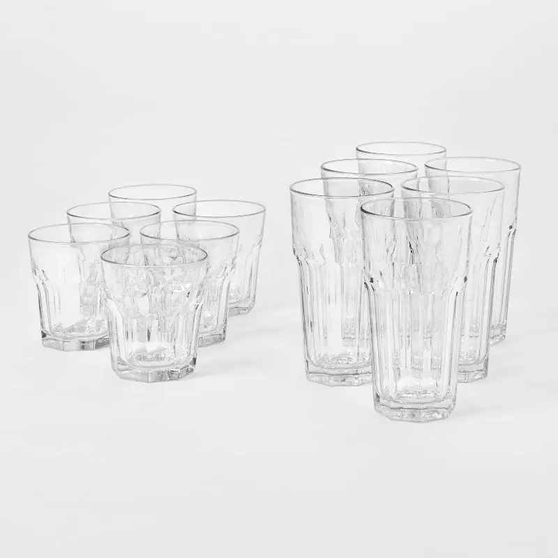 

Набор высоких и коротких граненых стаканов-коллекция стеклянных изделий из 12 предметов для любого случая
