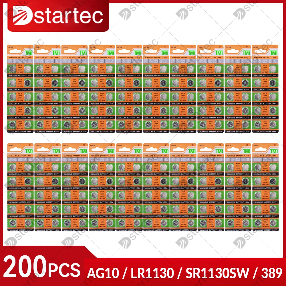 200PCS 1.55 Volt Battery Button Cell LR1130 AG10 Watch Batteries 85mAh for Thermometers Laser Pointers Toys Portable Electronics
200PCS 1.55 Volt Battery Button Cell LR1130 AG10 Watch Batteries 85mAh for Thermometers Laser Pointers Toys Portable Electronics