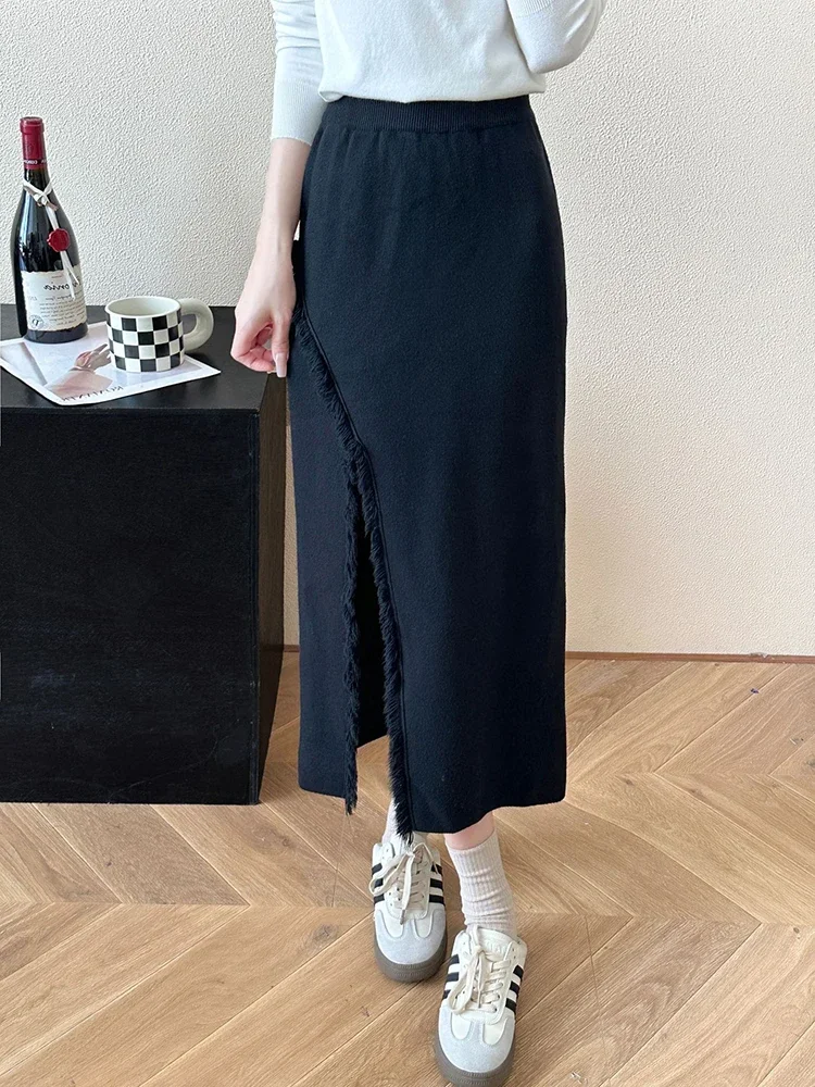 Falda Split Long Knitted Skirt Women Autumn Winter Tassels Patchwork Sexy High Waist A Line Slim Midi Skirt Elegant Ladies
Falda Split Long Knitted Skirt Women Autumn Winter Tassels Patchwork Sexy High Waist A Line Slim Midi Skirt Elegant Ladies