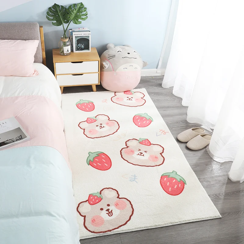 

Cute Bear Simple Rug Living Room Bedroom Bedside Room Thick Lambskin Children Girl Floor Mat