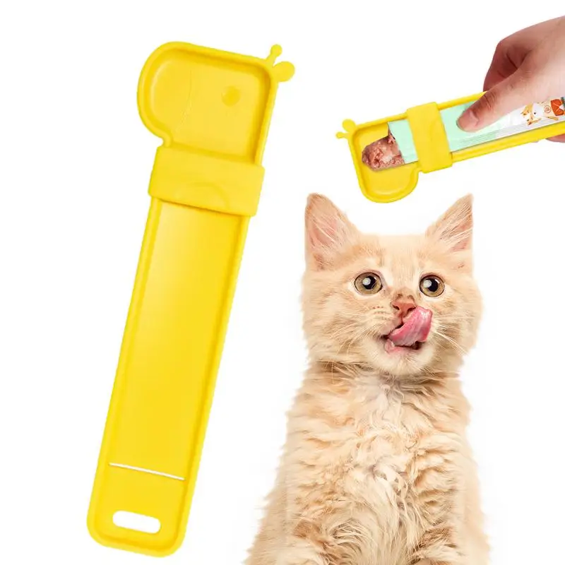 

Cat Wet Treat Dispenser Spoon Giraffe-Shaped Lickable Cat Snack Scoop Wet Food Squeezer Spoon Delectable Liquid Snack Dispenser