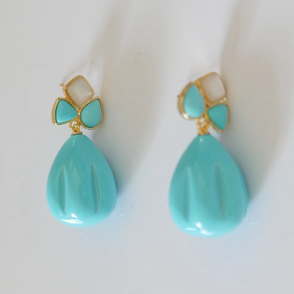 Light Green Blue Turquoise Pearl Natural Stone 4cm Long Earrings with 925 Silver Pin Gold plate Jewelry For Woman 2022 Trend
Light Green Blue Turquoise Pearl Natural Stone 4cm Long Earrings with 925 Silver Pin Gold plate Jewelry For Woman 2022 Trend