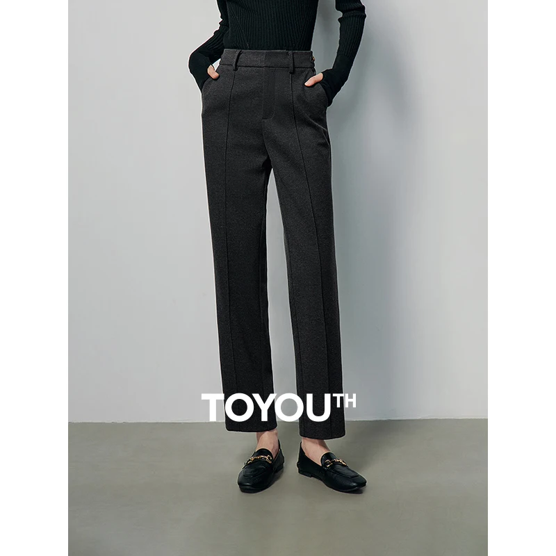 Toyouth Women Suit Pants 2024 Spring Back Elastic Waist Straight Trousers Metal Decoration Elegant Commuting Versatile Pants
Toyouth Women Suit Pants 2024 Spring Back Elastic Waist Straight Trousers Metal Decoration Elegant Commuting Versatile Pants
