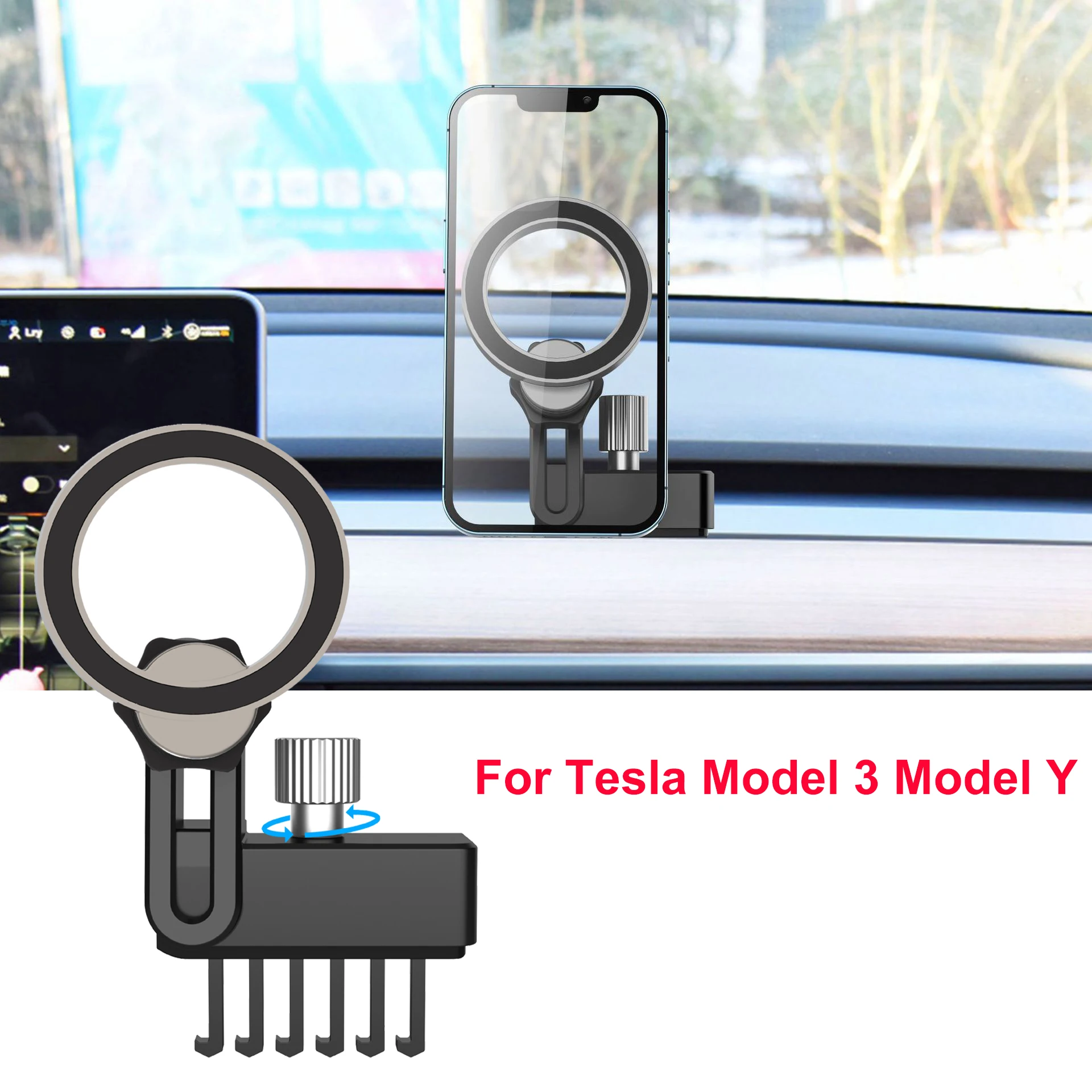 

Магнитный держатель для IPhone вращающийся на 360 градусов Регулируемая подставка поддержка автомобильный аксессуар для Tesla Model 3 модель Y автомобильные аксессуары