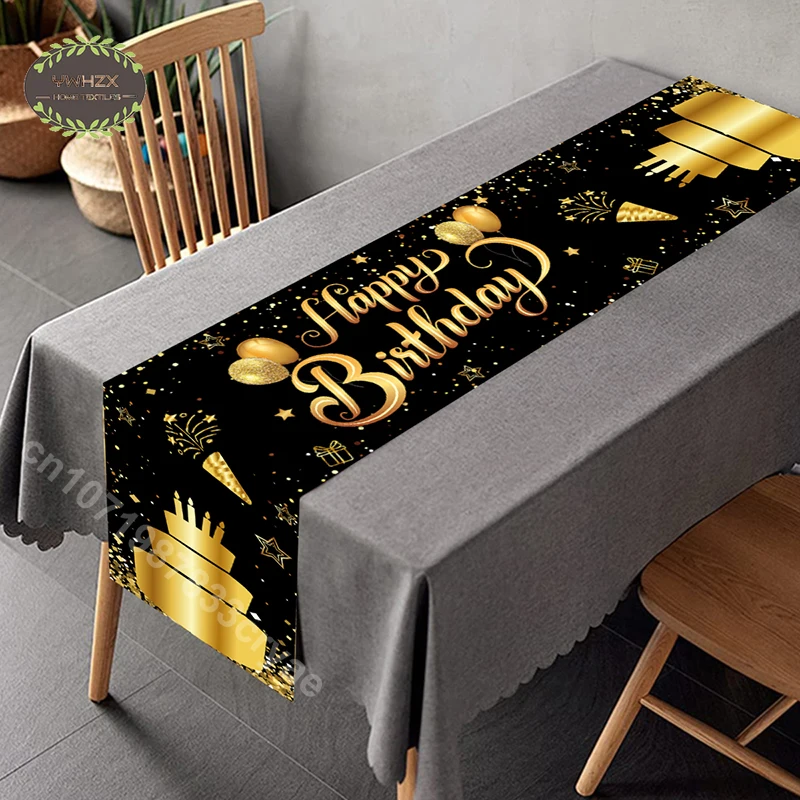 Black Gold Birthday Table Runner Tablecloth Party Decoration for Home Backdrop Wedding Adult Anniversary Linen Tables Flag Cover
Black Gold Birthday Table Runner Tablecloth Party Decoration for Home Backdrop Wedding Adult Anniversary Linen Tables Flag Cover
