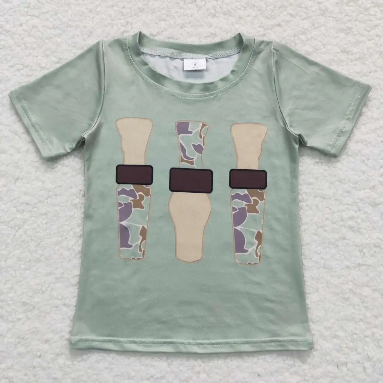 

RTS Baby Suit Printed Camouflage Bottle Green Short Sleeve Shirt Children's Clothes Summer Boutique Clothing