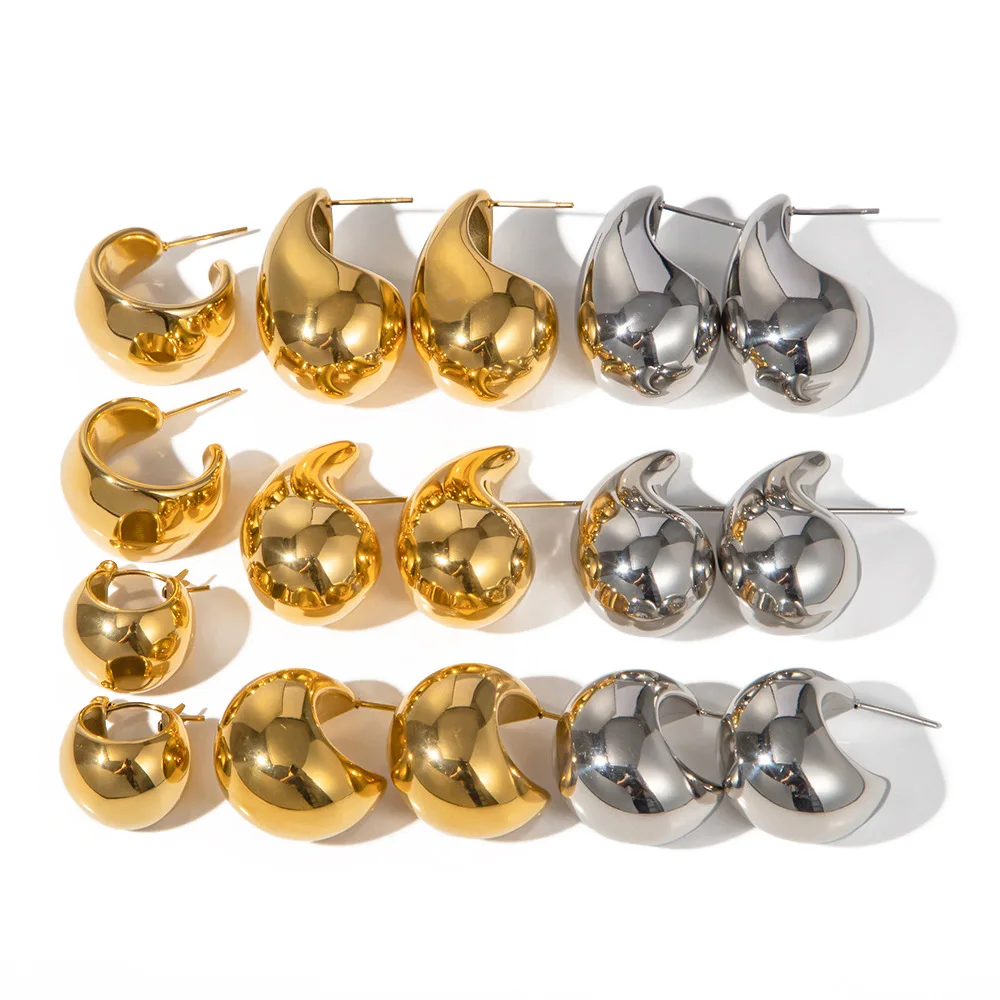 Stainless Steel PVD 18K Gold Plated Tarnish Waterproof Water Drop CC Hoop Earrings For Woman Jewelry Wholesale Trendy
Stainless Steel PVD 18K Gold Plated Tarnish Waterproof Water Drop CC Hoop Earrings For Woman Jewelry Wholesale Trendy