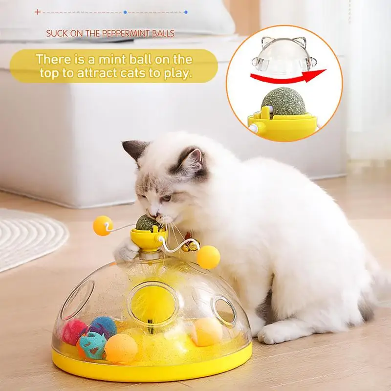

Windmill Cat Toys Cat Spinner Interactive Toys Elastic Automatic Kitten Toy Moving Ambush Feather Track Balls for Kitten Cats