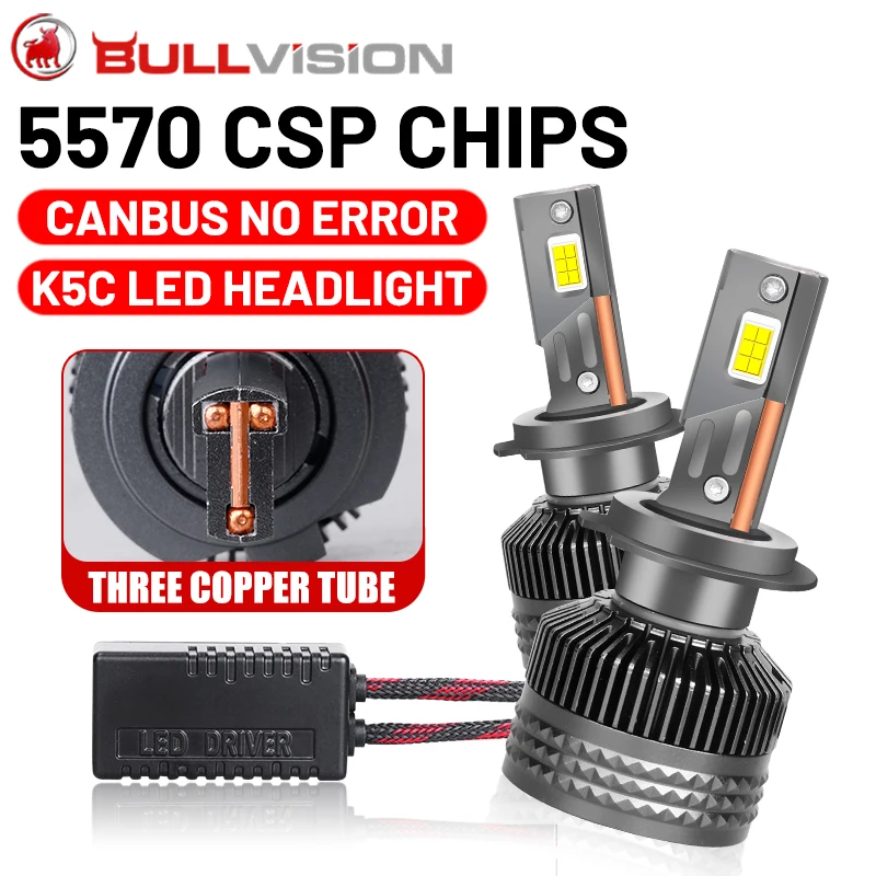 

Bullvision H7 LED K5C 150000LM H4 H11 H1 H8 9005 HB3 9006 HB4 9012 HIR2 H16 H9 5570 CSP 500W 6000K Canbus High Low Beam Fog Lamp