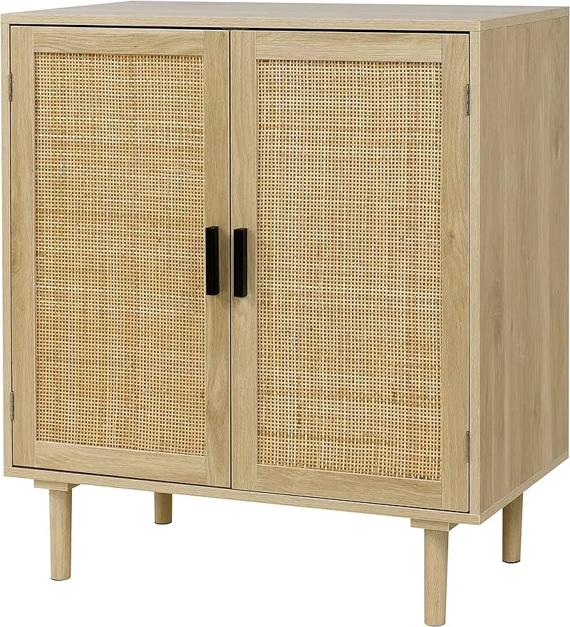 

Finnhomy Sideboard Buffet Kitchen Storage Cabinet with Rattan Decorated Doors,31.5X 15.8X 34.6 Inches, Natural