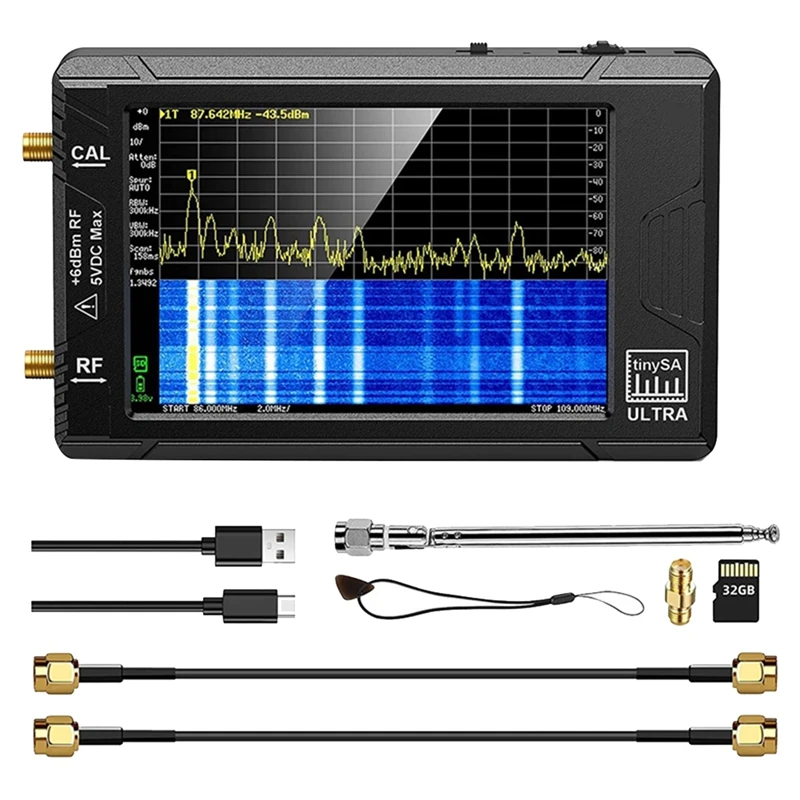 

HFES For Tinysa ULTRA Spectrum Analyzer+32GB Card 4Inch Display 100Khz To 5.3Ghz Signal Generator Network Internal Lan Tester