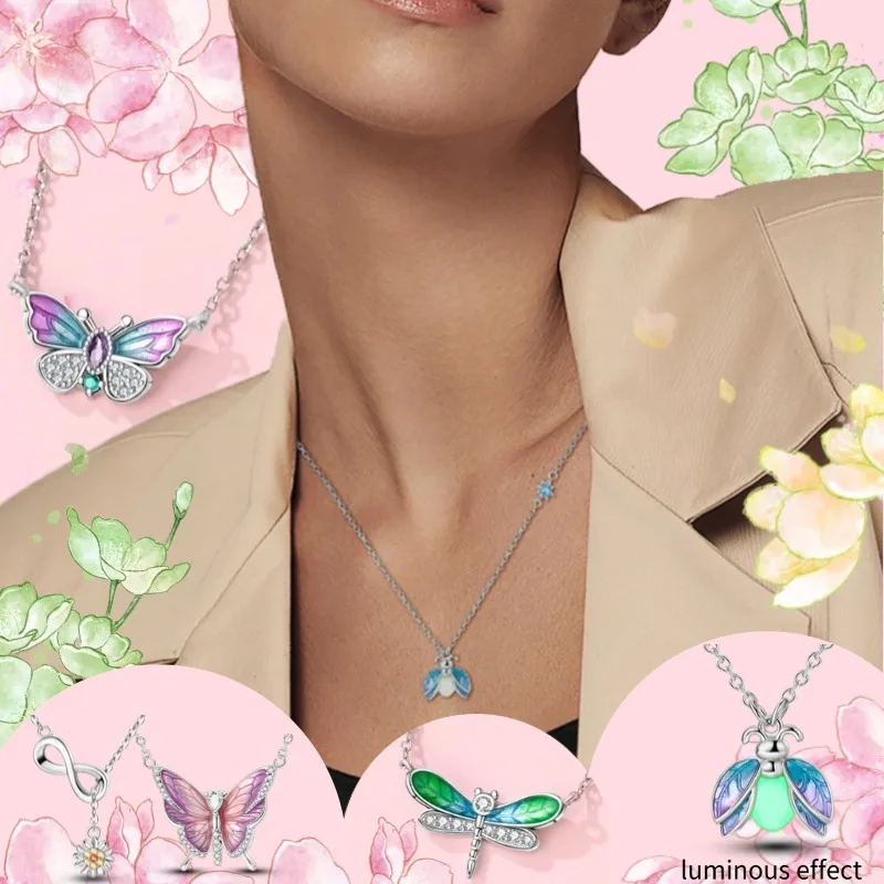 925 Sterling Silver Butterfly Necklace Dragonfly Flower Necklace Luminous Firefly Pendant Necklace For Women's Exquisite Jewelry 1 Mallzona Sec45737f0a1b49a4a87f37857455482bI 925 Sterling Silver Butterfly Necklace Dragonfly Flower Necklace Luminous Firefly Pendant Necklace For Women's Exquisite Jewelry Mallzona