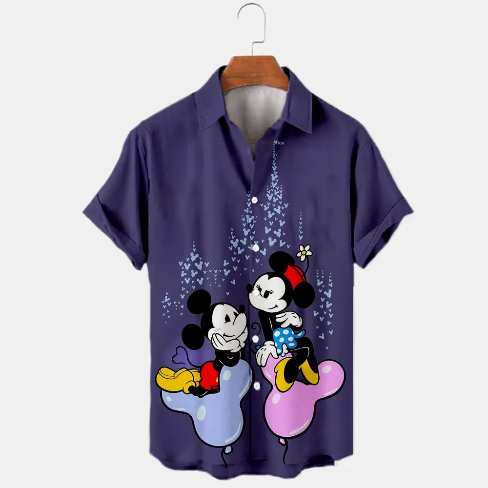 

Mickey Mouse Hawaiian Shirt Fourth of July Hawaiian Shirt Disney Men's Fashion Button-Down Shirt Casual Beach Sh