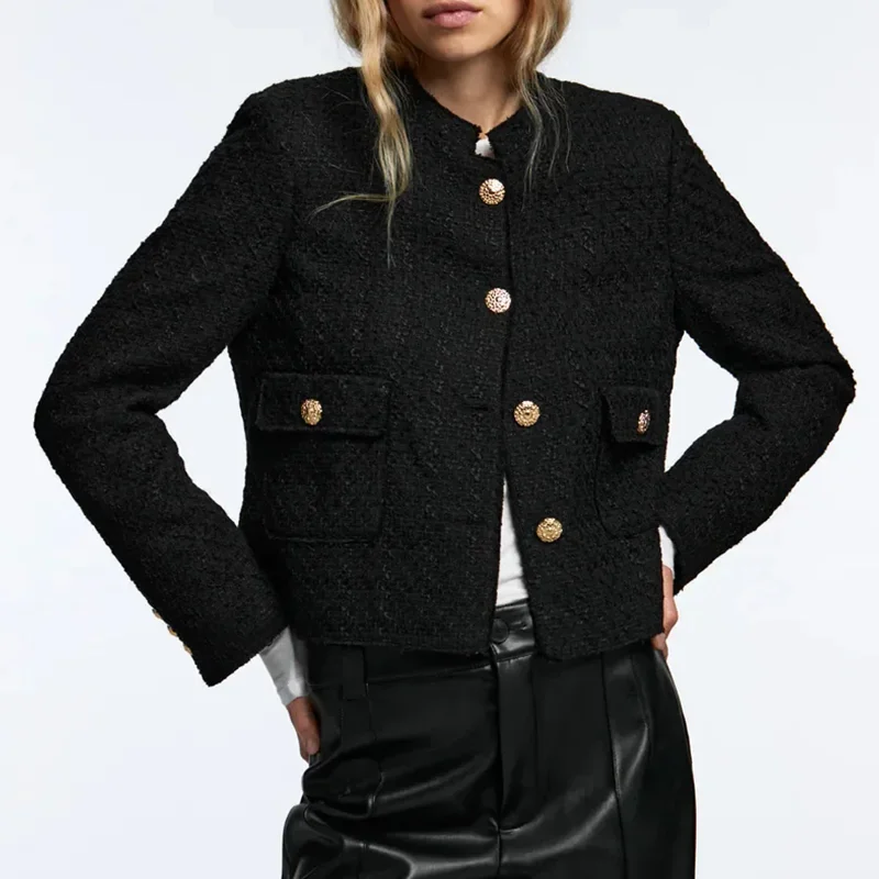Women's Blazers Jackets Ladies Office Formal Blazer Coat Button Cropped Top Long Sleeve Coat Elegant Woman Outwear Blazer TRF
Women's Blazers Jackets Ladies Office Formal Blazer Coat Button Cropped Top Long Sleeve Coat Elegant Woman Outwear Blazer TRF