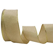 

5 10 25 Yards/Roll 38mm Golden Lurex Metallic Wired Edge Ribbon for Bows for Crafts Gift Wrapping Christmas Tree Decorations