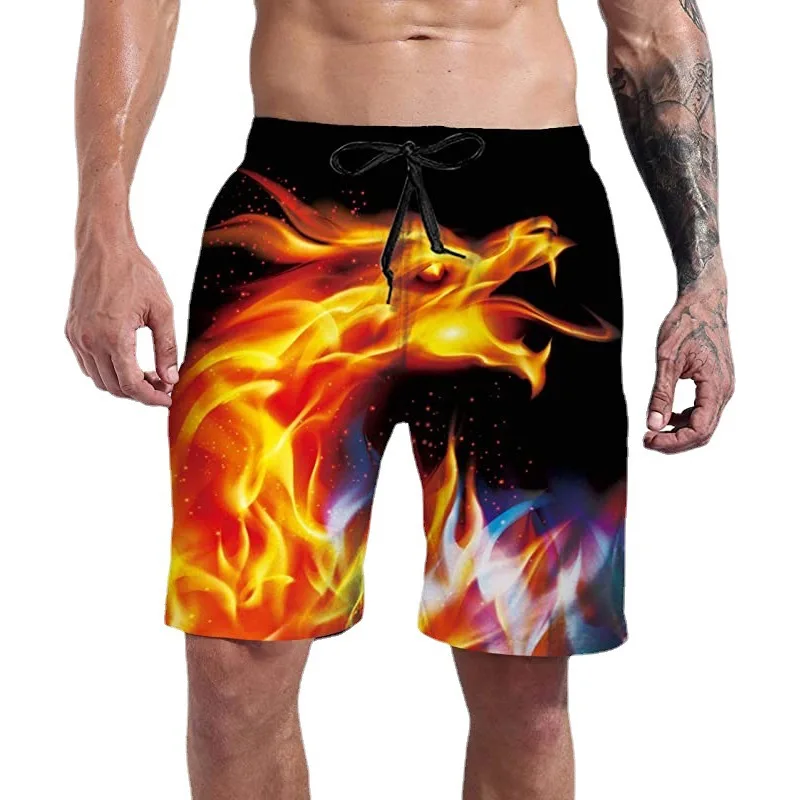 

2023 New Flame Shorts Printed Casual Fashionable Beach Pants Shorts Men's plus Size S/M/L/XL/XXL/XXXL/XXXXL/XXXXXL