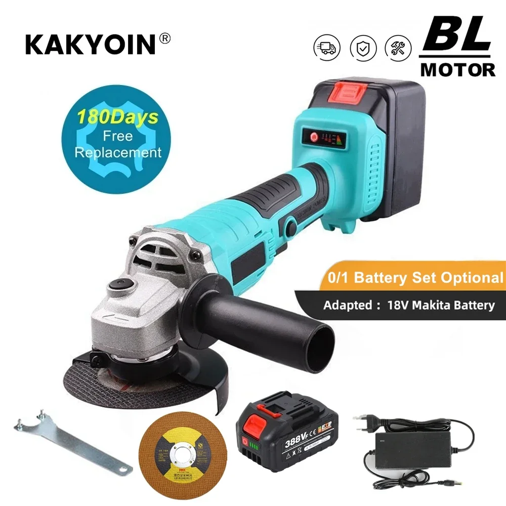

100MM Cordless Electric Angle Grinder Brushless Polishing Grinding Machine Cutting Woodwork Power Tool For Makita 18V Battery