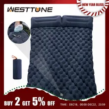 WESTTUNE 더블 팽창식 매트리스, 내장 베개 펌프, 야외 수면 패드, 여행 배낭 하이킹 캠핑 에어 매트