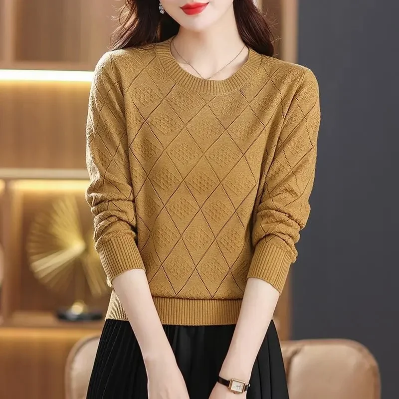 

2024 Autumn And Winter Cashmere Sweater Women's Crew Neck Pullover Casual Knitted Top Women's Short Undercoat Fashion