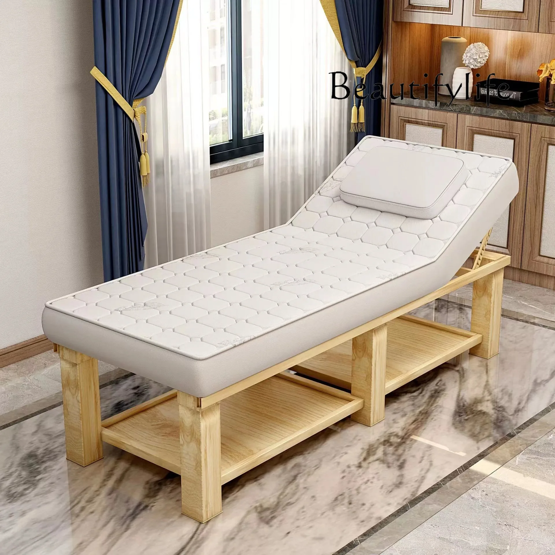 

Facial Bed Solid Wood Latex Mattress Beauty Salon Special Tattoo Embroidery Massage Therapy Spa Bed