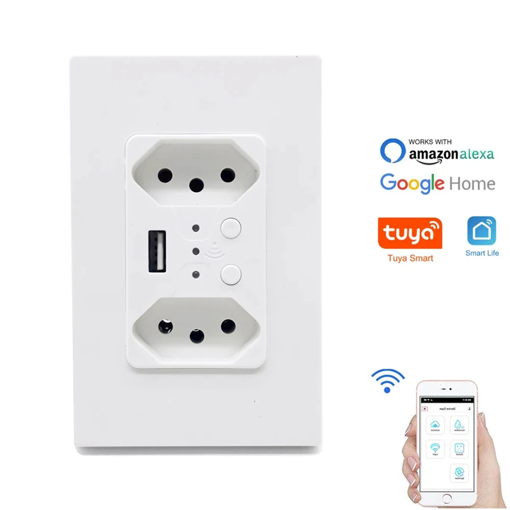 Brazil Wifi Smart Socket 2 Outlet Wall Mounted 2in1 Tuya Wireless Remote App Timer Voice Control Adapter Plug Alexa Google Home
Brazil Wifi Smart Socket 2 Outlet Wall Mounted 2in1 Tuya Wireless Remote App Timer Voice Control Adapter Plug Alexa Google Home