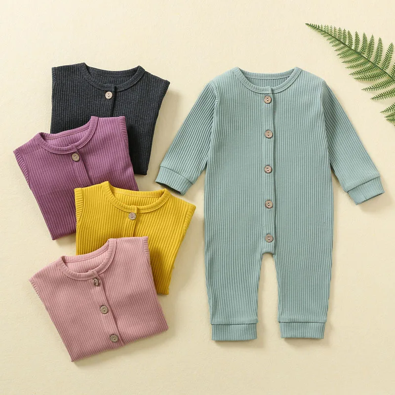 Solid Color Long Sleeved Romper Baby Onesies Single Breasted Jumpsuits Newborn Crawling Clothes Newborn Clothes Spring & Autumn
Solid Color Long Sleeved Romper Baby Onesies Single Breasted Jumpsuits Newborn Crawling Clothes Newborn Clothes Spring & Autumn