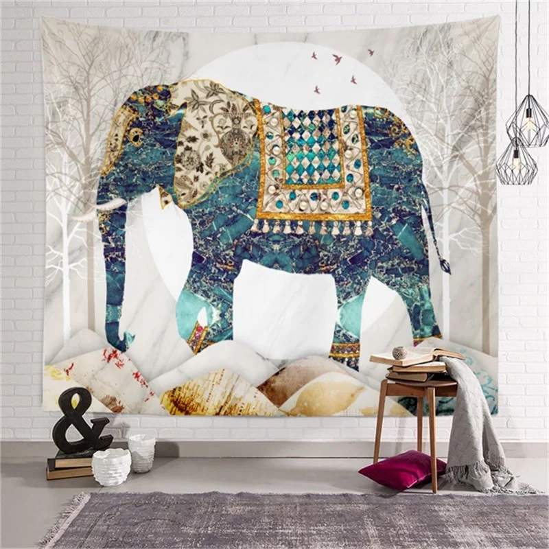 

Elephant India Mandala Tapestry 3D Aesthetic Wall Hanging Boho Decor Vintage Decoration Psychedelic Hippie Home Decor Room Decor