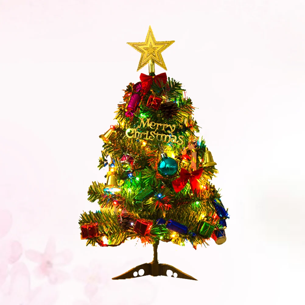 

50 см искусственная Рождественская елка, разноцветное освещение, праздничный набор украшений для окна