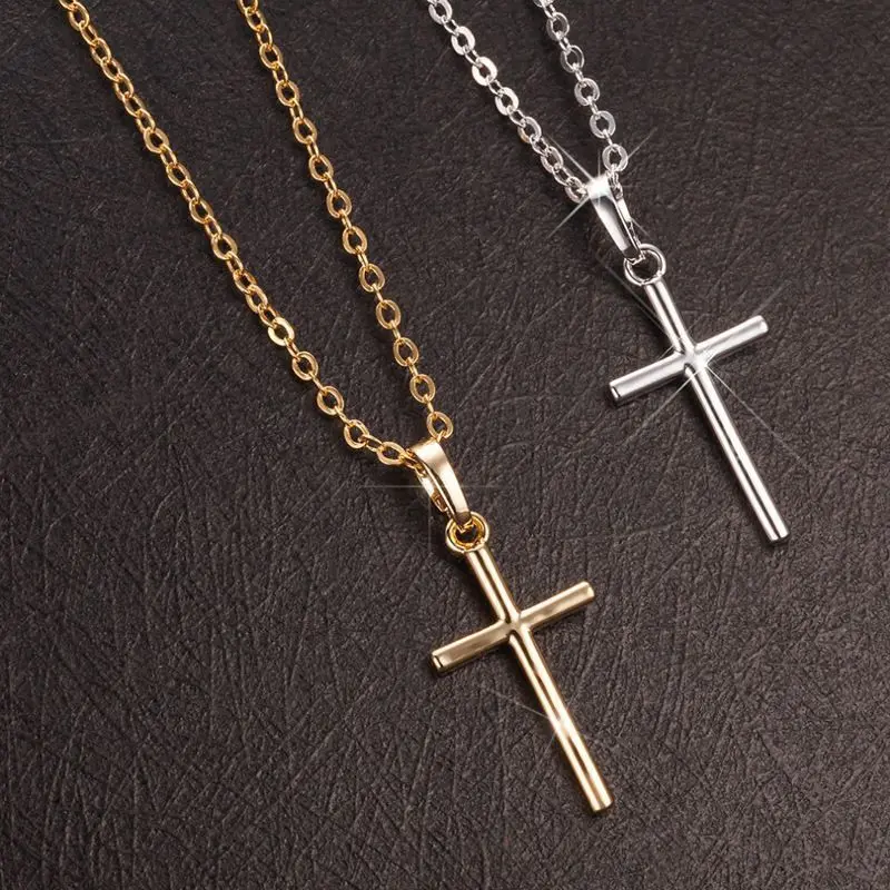 Fashion Christian Jesus Cross Necklaces Silver Color Long Chain Simple Cross Pendants For Women Men Jewelry Gifts Fashion Christian Jesus Cross Necklaces Silver Color Long Chain Simple Cross Pendants For Women Men Jewelry Gifts