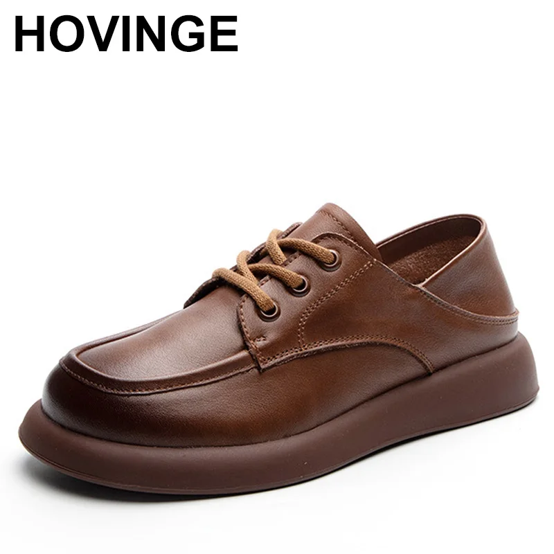 

Spring Autumn Women's Cowhide Single Shoes 2024 Lightweight and Comfortable Soft Sole Lace up Womens Shoes Middle Age Lefu Shoes