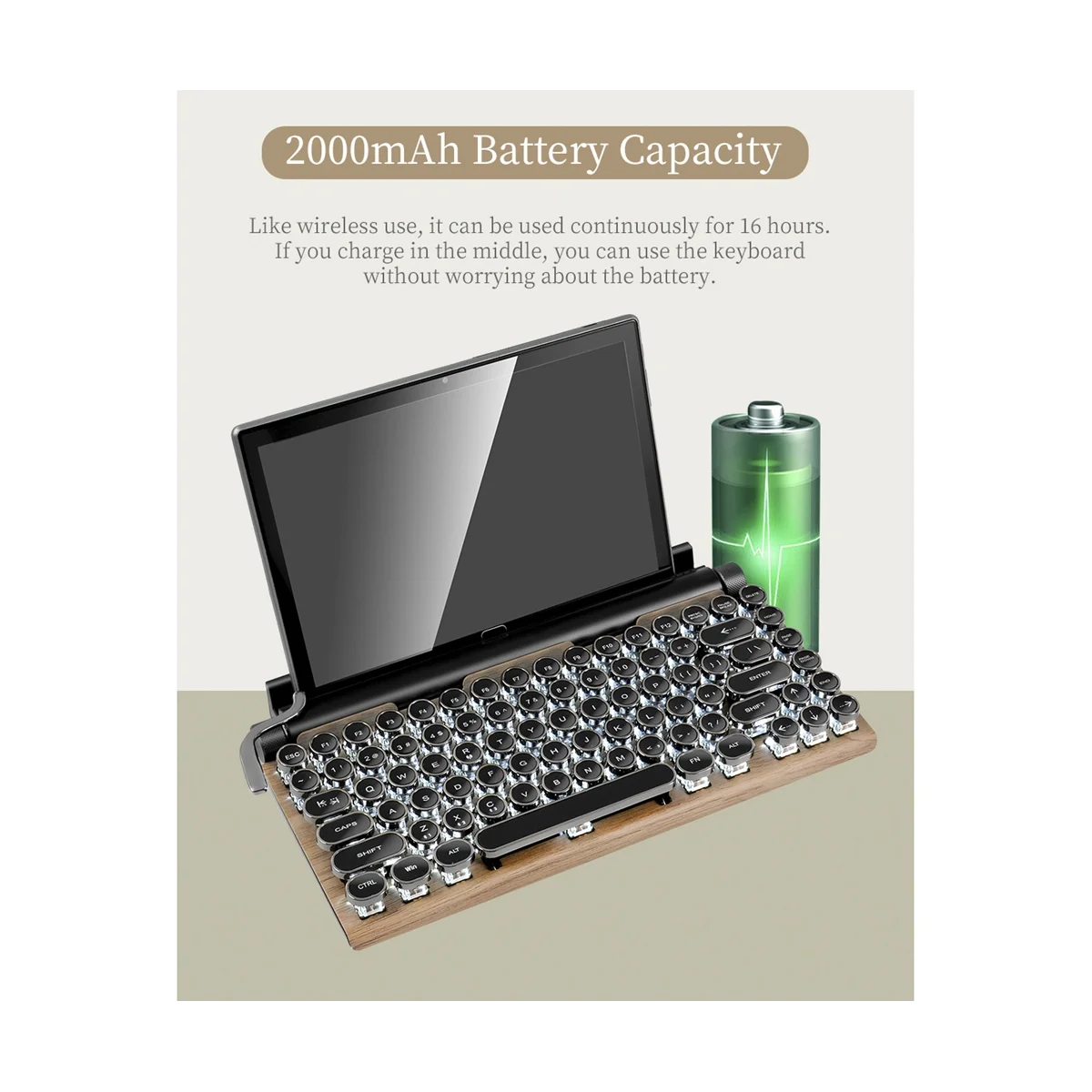 

83 Keys Gaming Keyboards Retro Typewriter Keyboard Wireless Bluetooth Keyboard USB Mechanical Punk Keycaps for PC, A