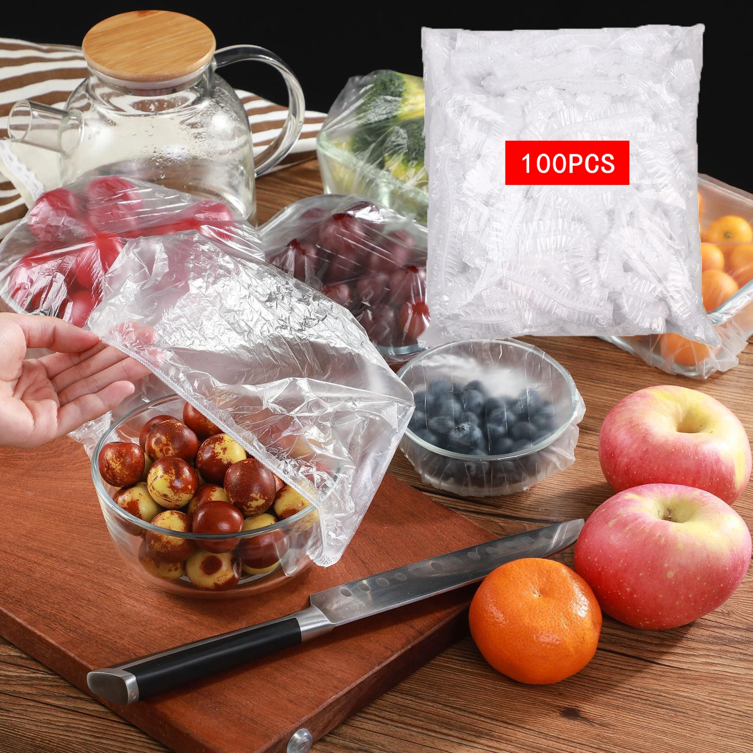 100pcs Disposable Plastic Food Cover Wrap Elastic Cling Film Refrigerator Food Cover Dustproof Stretch Film Bag For Dishes Plate
100pcs Disposable Plastic Food Cover Wrap Elastic Cling Film Refrigerator Food Cover Dustproof Stretch Film Bag For Dishes Plate