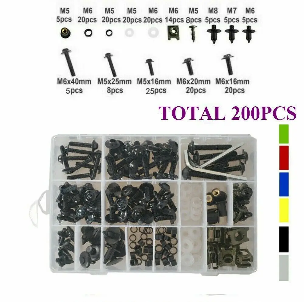 

Motorcycle Accessories 200x Fairing Body Bolts Kit Screws Clip For Honda ST1300 2002-2013 ST 1300
