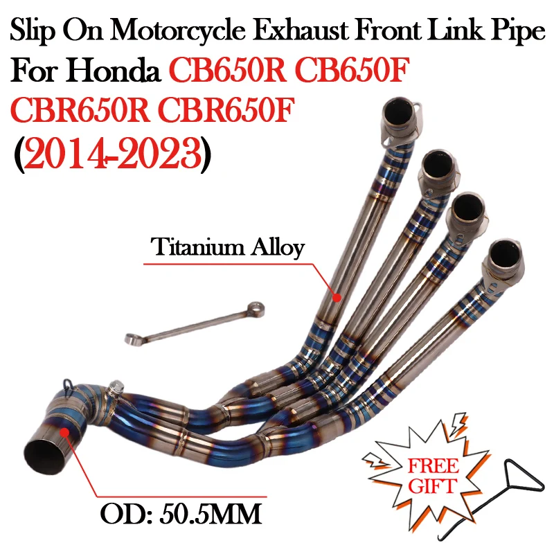 Titanium Alloy Modify Escape For HONDA CB650R CB650F CBR650R CBR650F 2014 - 2022 2023 Motorcycle Exhaust Front Middle Link Pipe 
Titanium Alloy Modify Escape For HONDA CB650R CB650F CBR650R CBR650F 2014 - 2022 2023 Motorcycle Exhaust Front Middle Link Pipe