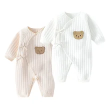 Boys Girls Bodysuit Newborn Onesie Clothes Cotton Toddler Home Wear 0-6M Thickened Spring and Autumn Clothing