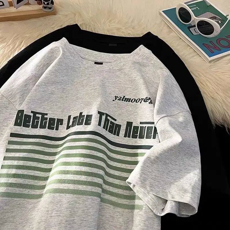 100% cotton 2024 new summer style Hong Kong style trendy striped printed short-sleeved T-shirt couple loose round neck top y2k
100% cotton 2024 new summer style Hong Kong style trendy striped printed short-sleeved T-shirt couple loose round neck top y2k