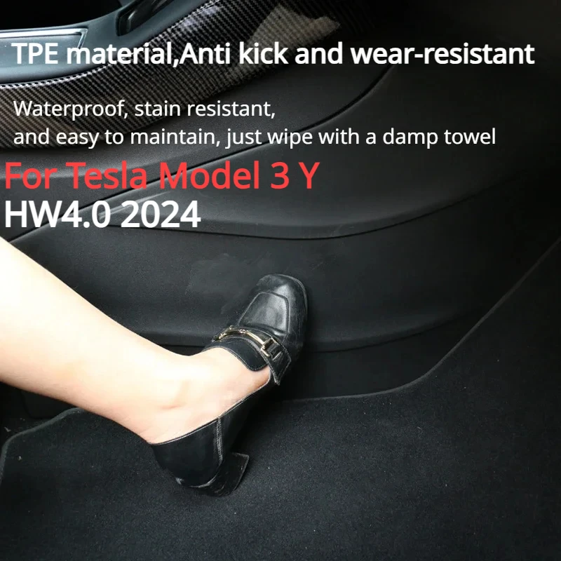 

For Tesla Model 3 Model Y HW4.0 2024 Car Central Control Side Defense Kick Pad Protective Foot Pad Mat Interior Decoration Trim