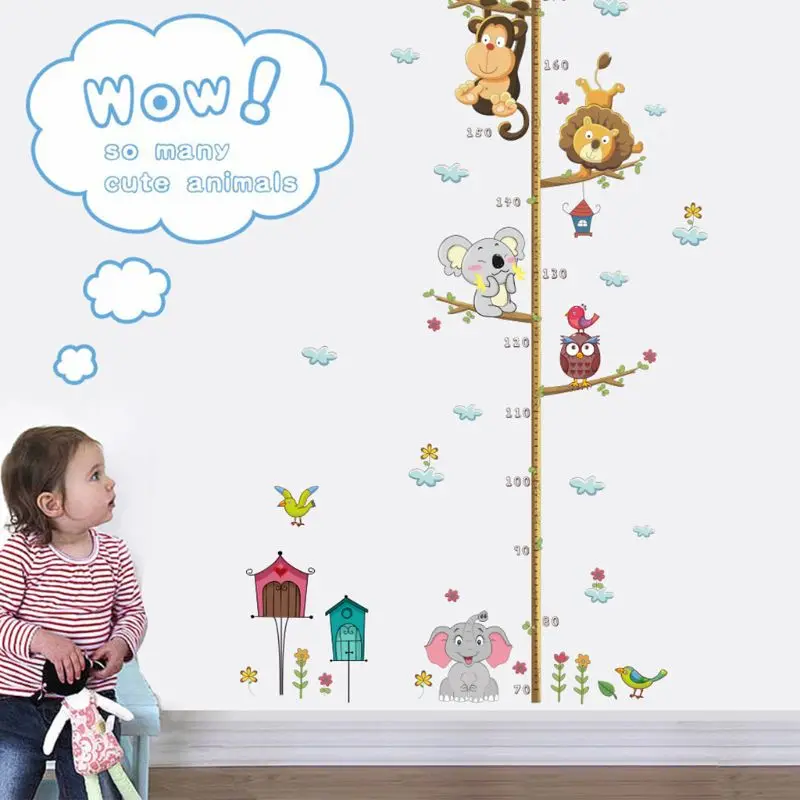 

Cartoon Animal Kids Height Measure Decal Removable Wall Stickers DIY Kindergarten Wallpaper Home Kids Room Decoration Dropship