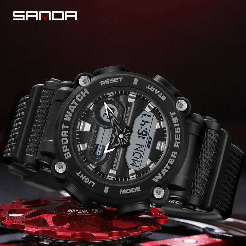 

SANDA Fashion Men Sports Watches Professional Military Digital LED Army Dive Watch Casual Electronics Wristwatches Relojes 3139