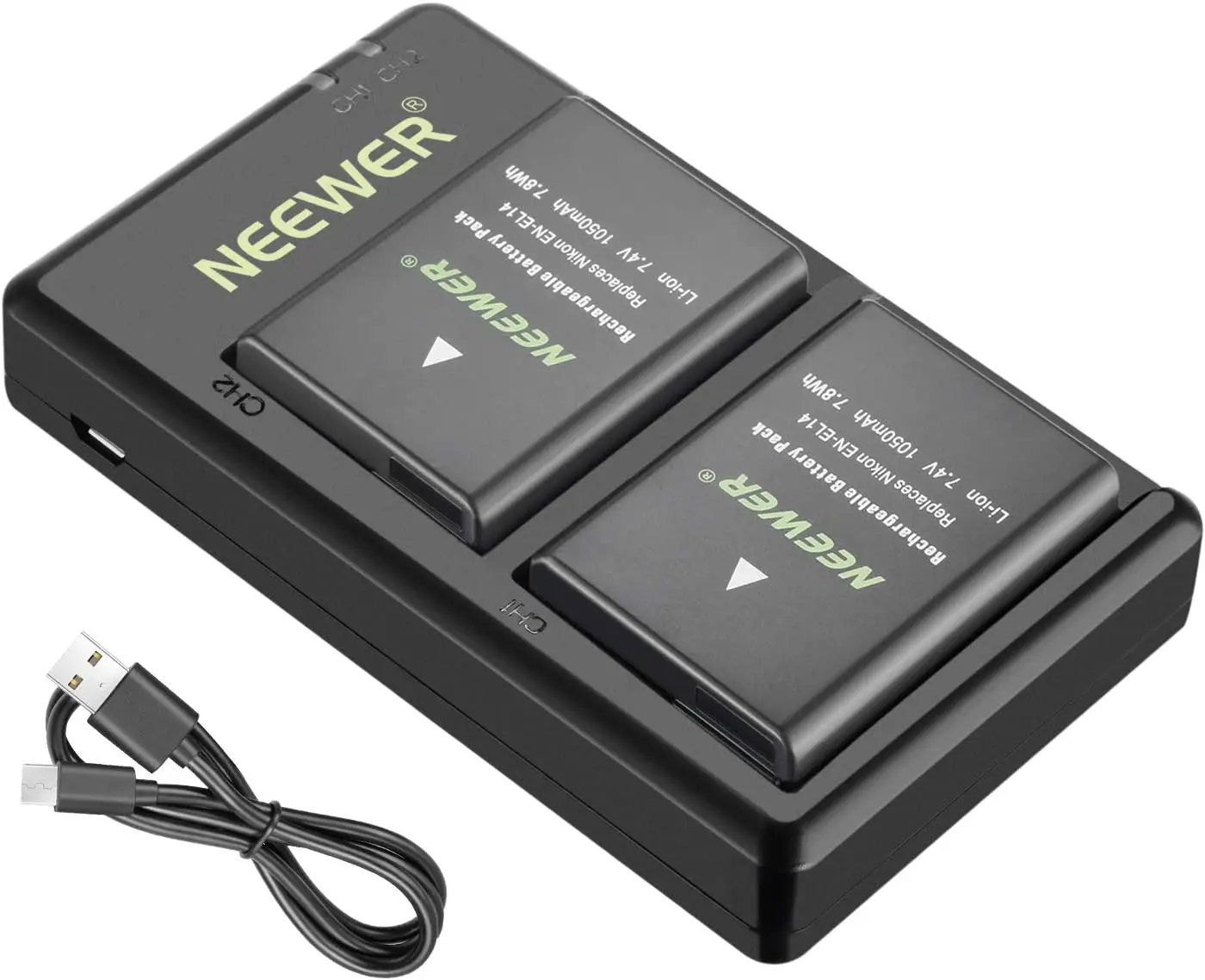 Neewer EN-EL14 EN-EL14A Battery Charger and 2-Pack Rechargeable Li-ion Batteries for Nikon D5600 D3300 D3500 D5100 D5500 D3100 
Neewer EN-EL14 EN-EL14A Battery Charger and 2-Pack Rechargeable Li-ion Batteries for Nikon D5600 D3300 D3500 D5100 D5500 D3100