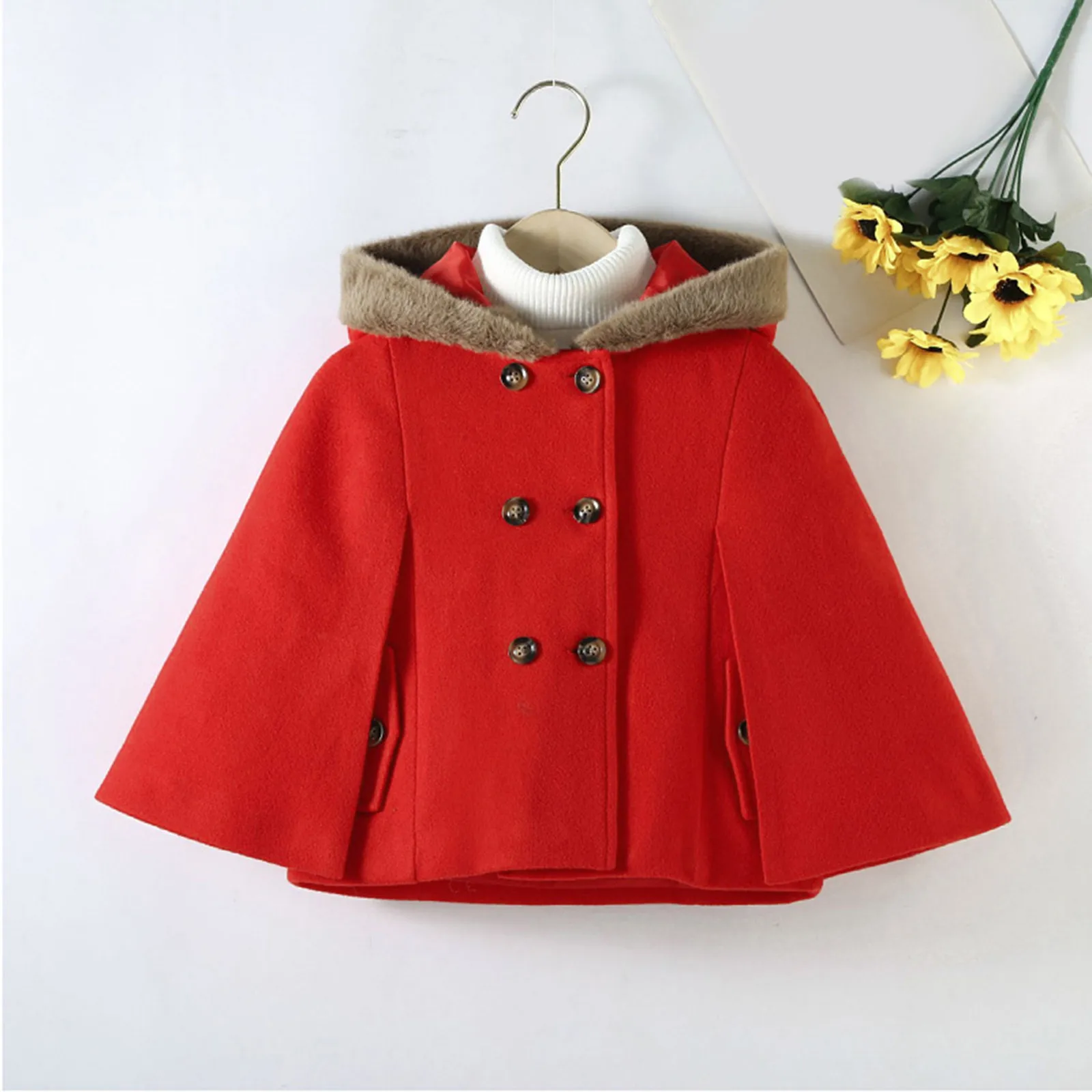 Winter Fashion Kids Baby Girl Clothes Cape Pattern Black Red Cotton Hooded Plaid Style Coat Solid Baby Girls Cape Cloaks
Winter Fashion Kids Baby Girl Clothes Cape Pattern Black Red Cotton Hooded Plaid Style Coat Solid Baby Girls Cape Cloaks