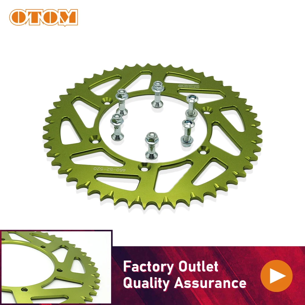 OTOM Motorcycle 52T Rear Chain Sprocket For KAWASAKI KX125 KDX200 KX250F KLX300 SUZUKI RM250Z Brake Disc Drive Plate With Bolts 
OTOM Motorcycle 52T Rear Chain Sprocket For KAWASAKI KX125 KDX200 KX250F KLX300 SUZUKI RM250Z Brake Disc Drive Plate With Bolts