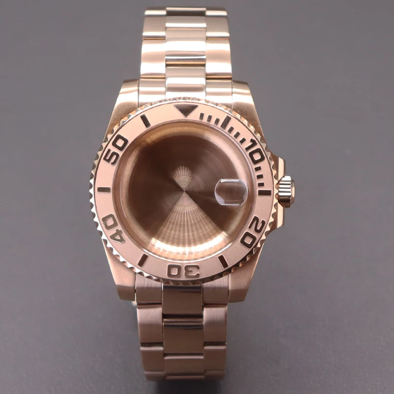 

Rose Gold 40mm Watch Cases Watchband Housing Sapphire Glass For Nh34 Nh35 Nh36 Nh38 Miyota 8215 Eta 2824 Movement 28.5mm Dial