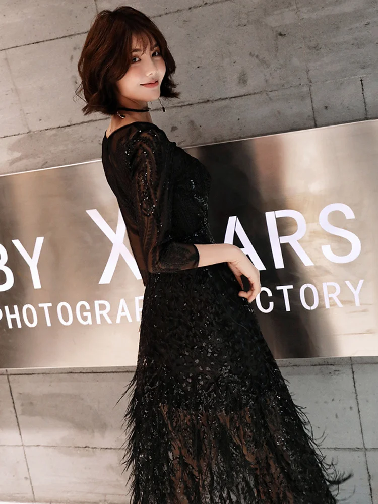 Banquet Evening Dress Women's 2023 New Black Mid length Celebrity Temperament Dress High end Annual Meeting
Banquet Evening Dress Women's 2023 New Black Mid length Celebrity Temperament Dress High end Annual Meeting